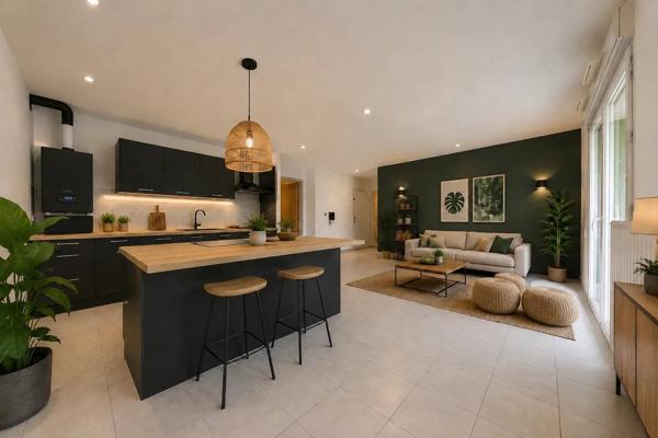 Décines – T3 traversant de 67,48 m²,  terrasse et jardin privatif de 80 m²