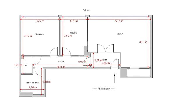 Appartement 2 pièces 46.60m² - CHARLES MICHELS