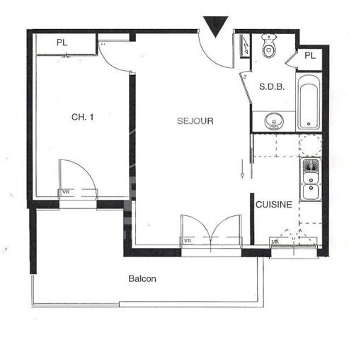 Appartement Tours 2 pièce(s) 38.29 m2