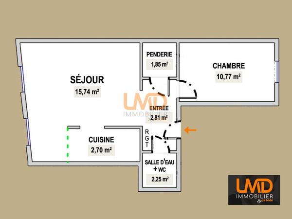 Appartement 2 pièces - 36,49 m2 - 280 000 € - Paris 20