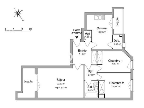 Location Appartement 3 pièces 68.5 m² - 6 BIS BOULEVARD PASTEUR Nantes 44100