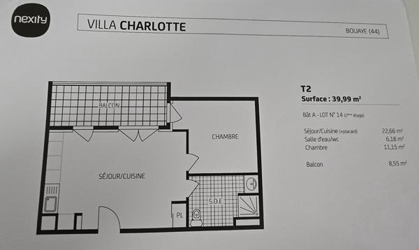 Appartement 2 pièces à vendre à Bouaye - Lumineux et calme