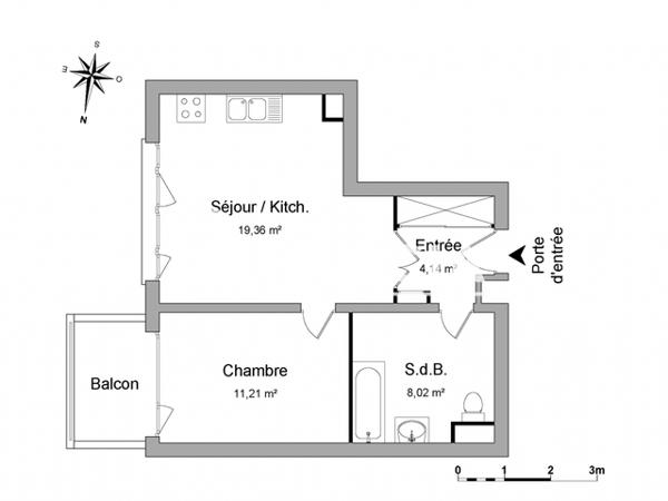 Location Appartement 2 pièces 42.73 m² - 579 AVENUE DU PRESIDENT HOOVER Lille 59000