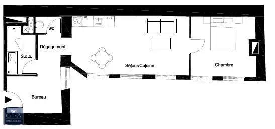 Appartement à louer 2 pièces 48.05m²