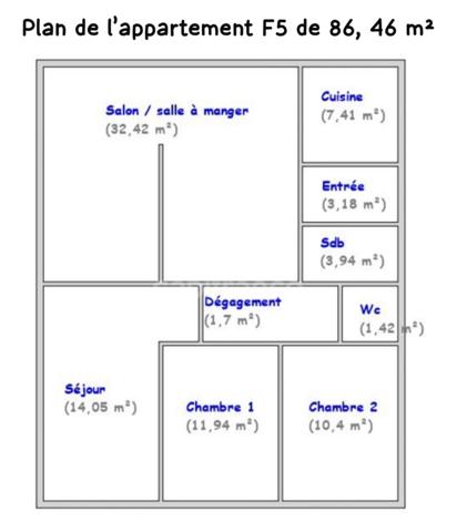 Appartement à vendre, 5 pièces, de 86 m² pour une famille qui aime l'espace ou pour un bel investissement locatif