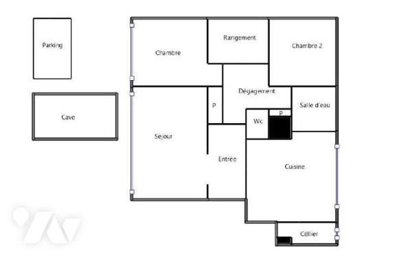 Appartement traversant et lumineux - 74.03 m2 - 3 pièces -2 chambres - Stationnement - Cave 