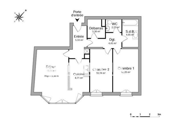Location Appartement 3 pièces 70.58 m² - 19-21 RUE DU BOIS MERRAIN Chartres 28000