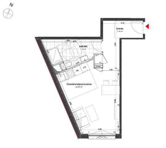appartement à vendre 1 pièces VILLERS LES NANCY (54) de 36,40 m² avec place de parking