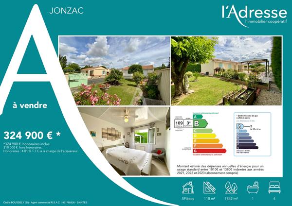 Charmante maison de plain-pied proche de Jonzac et grand garage