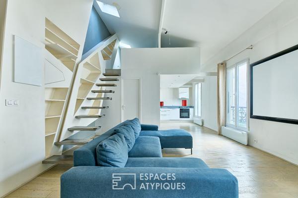 Dernier étage esprit loft design à Jules-Joffrin
