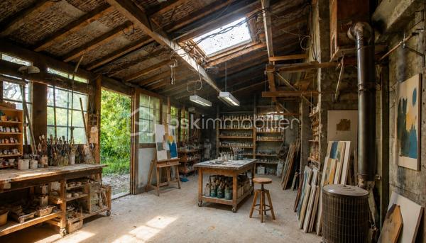 À proximité immédiate du centre-ville, des gares, des axes autoroutiers et de la tangentielle, cette authentique maison des années 1930 séduira les amoureux de cachet, d’espaces chaleureux et de projets de vie polyvalents.

Dès l’entrée, un couloir distribue : • une première chambre, • un toilette indépendant avec lave-mains, • une seconde chambre.
La visite se poursuit vers une cuisine récente, aménagée et équipée, ouverte sur une superbe extension baignée de lumière. Cette pièce de vie au charme incomparable offre une cheminée, une belle hauteur sous plafond et de magnifiques poutres apparentes. Grâce à ses larges ouvertures sur le jardin, l’intérieur et l’extérieur se répondent harmonieusement tout au long de l’année.

À l’étage, un palier aménagé en coin bibliothèque dessert : • une chambre, • une salle d’eau avec toilette, lavabo et bidet.
La maison bénéficie également d’un sous-sol complet comprenant plusieurs caves, une chaufferie ainsi qu’une pièce de 25 m² pouvant être aménagée en espace habitable, bureau indépendant, salle de loisirs ou studio selon vos besoins.

À l’extérieur, le jardin intimiste et arboré accueille : • un atelier indépendant d’environ 40 m², • deux garages de plus de 16 m² chacun, situés au fond du terrain, • une agréable terrasse ombragée par un magnifique tilleul.
Ces dépendances offrent un véritable potentiel pour une activité professionnelle ou un investissement locatif : atelier d’artiste, cabinet de profession libérale, espace de coworking, activité artisanale, stockage, studio indépendant ou bureaux.
Cette propriété conviendra parfaitement : • à un artisan souhaitant disposer d’un atelier à domicile, • à un artiste ou créatif recherchant un espace de travail indépendant, • à un professionnel libéral (architecte, thérapeute, coach, consultant, profession paramédicale…), • ou encore à un investisseur désirant exploiter les dépendances pour du locatif ou une activité complémentaire.

Une maison pleine d’âme et de possibilités, idéale pour conjuguer vie personnelle, activité professionnelle et projet patrimonial.

Taxe foncière: 2268€
Energie: 238€/mois