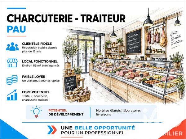 Boucherie, Charcuterie​ à vendre 85 m² Pau