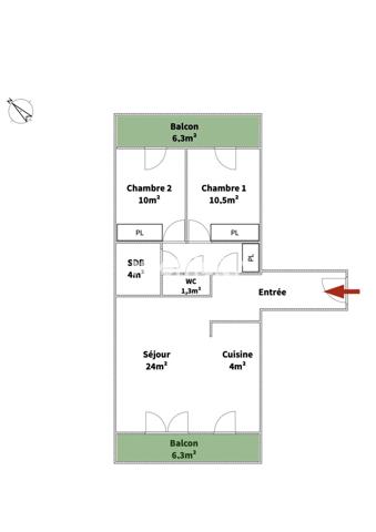 Appartement 3 pièces - 66 m²