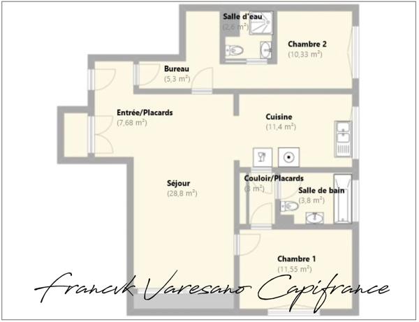 NOISY LE ROI appartement Familial 2 chambres plus espace bureau 84 m²