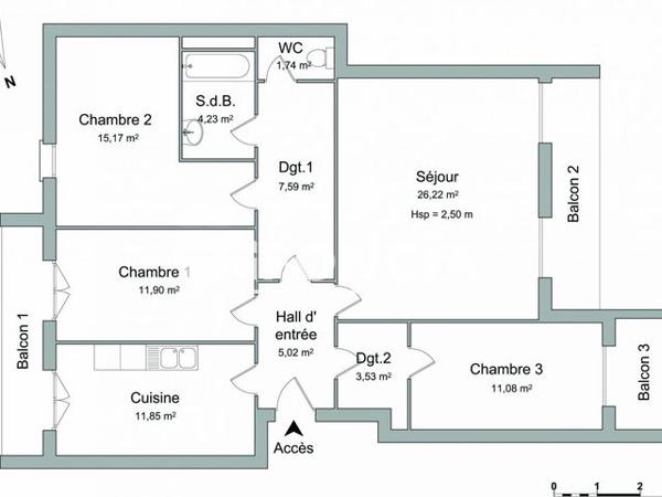 Location Appartement 4 pièces 96.59 m² - 9 RUE DES 3 MEULES Saint-etienne 42000