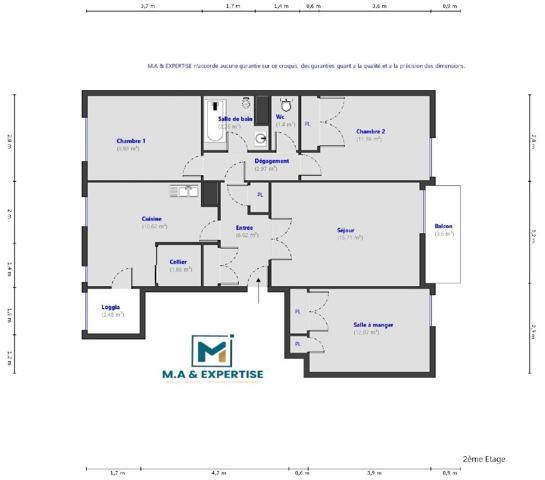 Vallauris / Limite Mougins-le-Haut appartement 3/4 pièces avec parking
