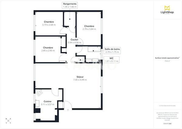 Vente Appartement 4 pièces de 80m² - 78170 La Celle-Saint-Cloud