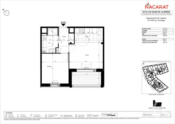 Appartement F2 à vendre  2 pièces - 39,50 m2 CHATEAU THIERRY - 02