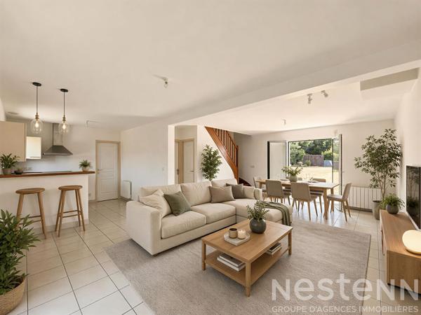 Maison 4 chambres, vie de plain pied, garage et jardin - 92m² - Kernours Kervignac