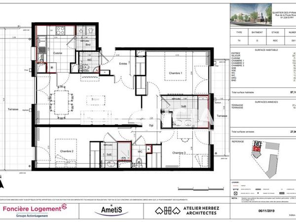 Location Appartement 4 pièces 87.01 m² - 201 RUE DE LA POULE ROUSSE Evry 91000
