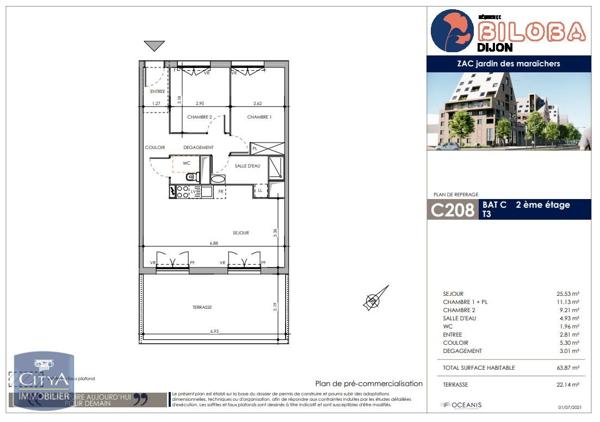Location appartement Dijon (21000) 3 pièces 63.87m²