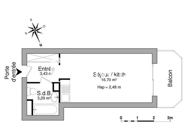 Location Studio 23.42 m² - 11 AVENUE LOUIS CAPPATI Nice 06200