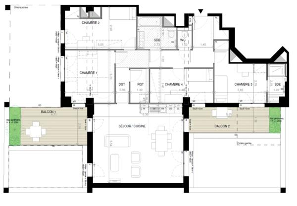 Appt T5 à vendre ISSY LES MOULINEAUX (92130) surface 112.20 m2 + balcons 22.10 m2 + 2 park s-sol + cave