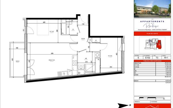 Appartement à vendre    3 pièces • 65,93 m2 Château-Thierry