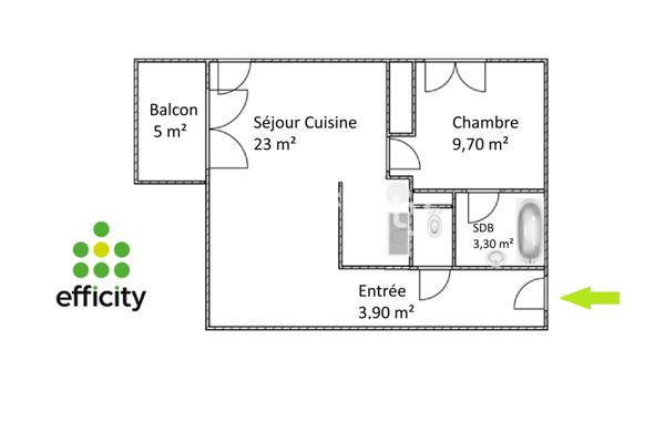 Appartement 2 pièces - 44 m² Exclusivité