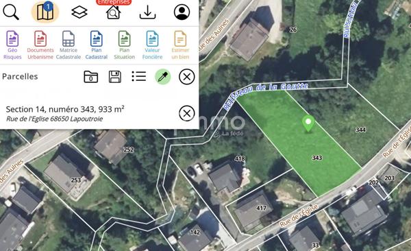 Terrain constructible – 9,33 ares – Lapoutroie