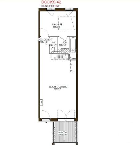Appartement F2 à vendre  2 pièces - 42,27 m 2   ST ETIENNE  - 42