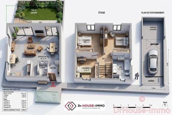 Maison à vendre 4 pièces de 101 m²