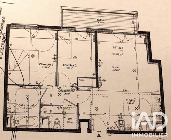 Appartement à vendre 3 pièces 58,4 m² Colombes