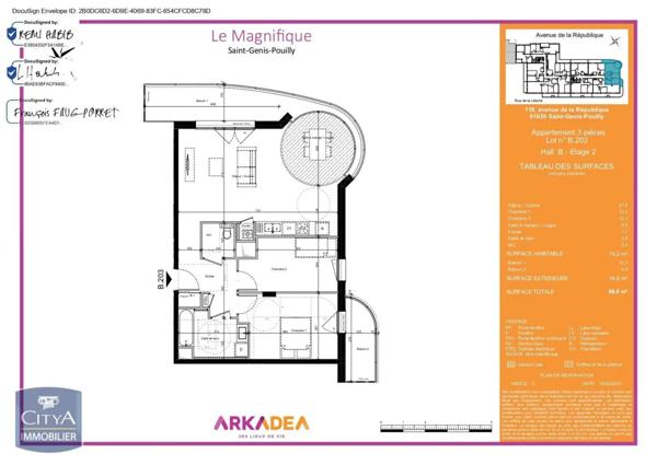 Location appartement 3 pièces de 74.2m²