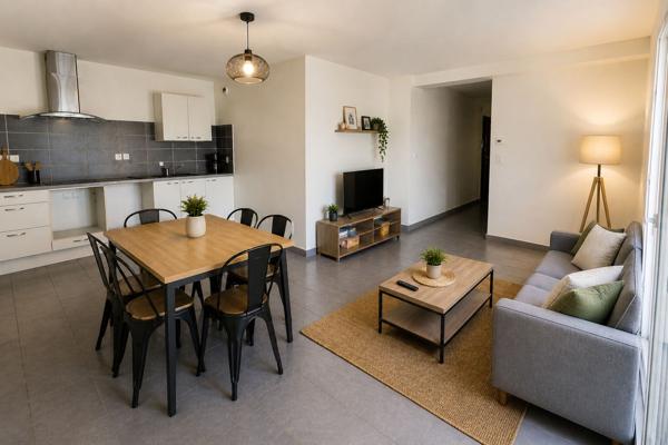 T3 de 76m², 2 chambres, terrasse, ascenseur parking, cave,