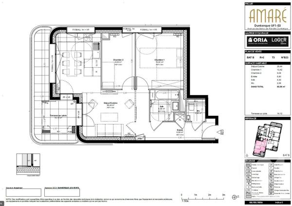 Appartement F3 à vendre  4 pièces - 92,40 m 2   DUNKERQUE  - 59