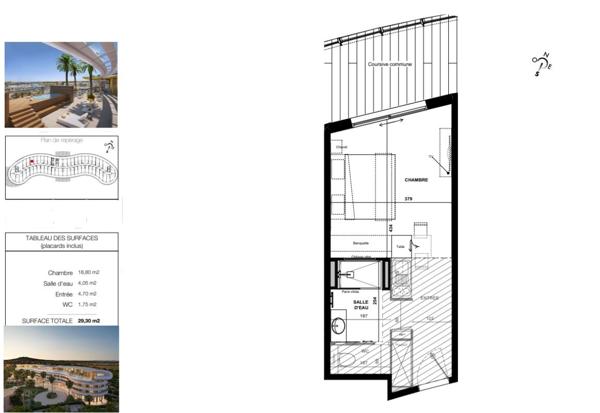 Le haut de gamme s'invite dans ce T1 de plus de 29 m² au sein du village naturiste du Cap d'Agde