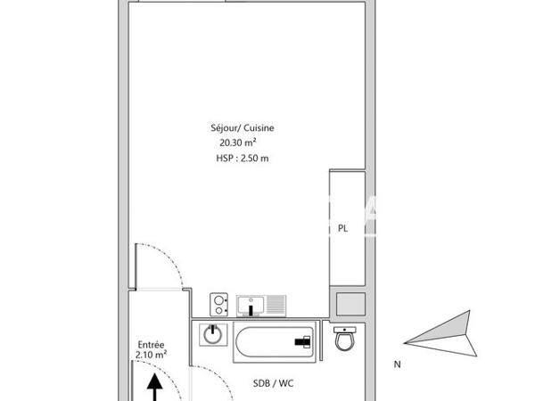 Location Studio 26.2 m² - 151 RUE OBERKAMPF BAT G3 Paris 75011