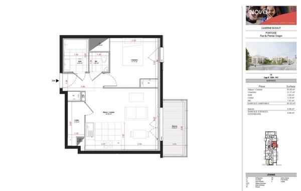 Location Appartement 2 pièces 45.53 m² - Pontoise 95300