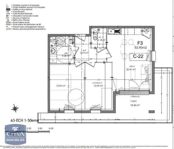Appartement à louer 3 pièces 55.9m² Épron (14610)