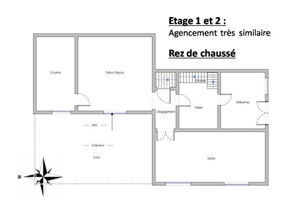Narbonne Centre : Immeuble de 171 m²  -  R+2 - avec Cour-Parking et Toit-Terrasse