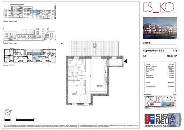 Appartement à louer 2 pièces 48.36m²