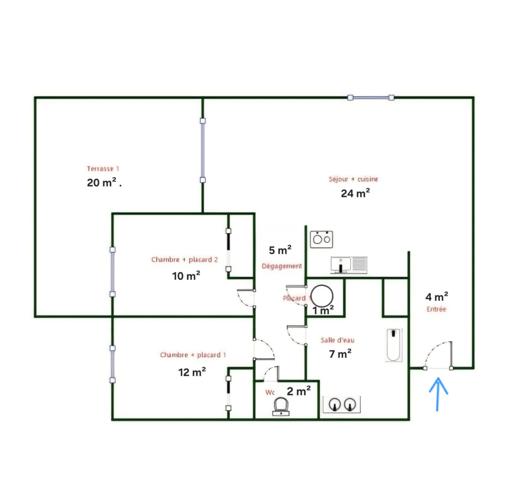 APPARTEMENT 3 PIECES TERRASSE 2 PARKING PRIVATIF EN SOUS-SOL – QUARTIER CENTRE VILLE – PIERRUGUES - MANNES - CANISSONS –