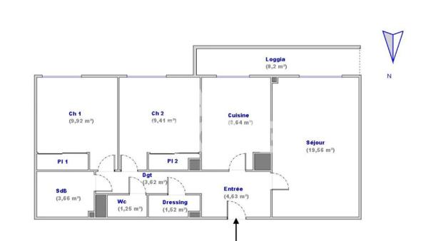 Appartement Lyon 3 pièces 63 m² balcon et garage