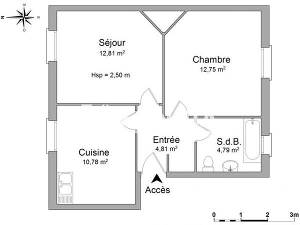Location Appartement 2 pièces 45.94 m² - 26 RUE DE L'ILE NEUVE Saumur 49400
