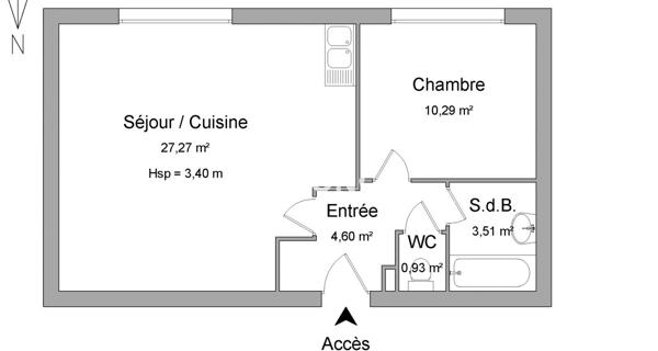 Location Appartement 2 pièces 46.6 m² - Villeurbanne 69100