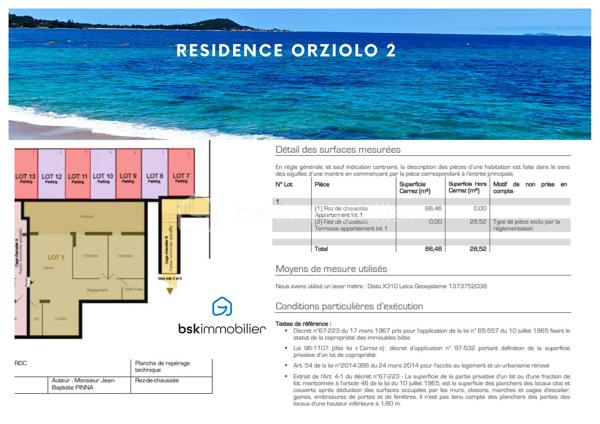 Corse - Rive sud d’Ajaccio à Pietrosella- Résidence ORZIOLO 2. Appartement neuf T3 de 66 m2 + terrasse de 28 m2, situé à 3 km de la mer et proche des commerces !

Ventes Corse Rive sud d’Ajaccio à Pietrosella- BSK Immobilier vous propose dans une résidence de standing de 6 logements à usage d’habitation idéalement situé, à 3 km de la mer et proche des commerces et disposant d’une jolie vue dégagée sur le maquis Corse.

Lot A01:  Un appartement neuf de type T3 de 66 m2 + terrasse de 28 m2, situé en Rez-de chaussée, localisation façade à gauche.
Ce logement offre tout le confort, il comprend une pièce de vie permettant d’accueillir un salon et séjour, une cuisine ouverte aménagée, deux chambres, une salle d’eau et un WC séparé. 

Équipements intérieurs de qualité fournis : Chauffage - climatisation, ballon thermodynamique, volets roulants alu électriques, grandes douches avec parois vitrées et WC suspendus. Les menuiseries extérieures sont en alu et en double vitrage, les baies vitrées font entre 3 et 4 mètres avec une hauteur de 2.25m ce qui offre une belle luminosité dans les pièces.

Chaque logement dispose de deux places de stationnement à l’air libre privative.
Situé, à 3 km de la plage de Pietrosella et proche des commerces ; Pharmacies, alimentations, poste, tabac/presse à moins de 5 km .. et à 30 minutes de l’Aéroport d’Ajaccio Napoléon Bonaparte.

Dans le cadre des visites il vous sera demandé la présentation d'une pièce d’identité à chaque visiteur majeur, conformément à l’article L.561-5 du Code monétaire et financier. 

VENTE Corse Rive sud d’Ajaccio à Pietrosella- Lot A01 résidence ORZIOLO 2.
Appartement T3 neuf de 66 m2 + terrasse de 28 m2; Prix 324 000 euros, honoraires charge vendeur inclus - réf. 229945 BSK Immobilier - DOMINIQUE LARROCHE – 06 28 04 74 47 - Agent Commercial - RSAC N° 378 428 684 - Ville du greffe : AJACCIO -