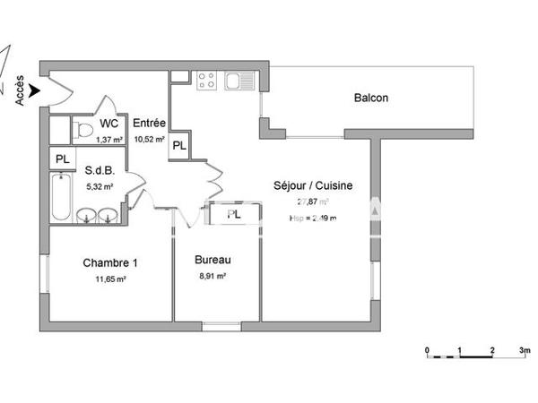 À vendre Appartement 3 pièces 65.64 m² - Villeurbanne 69100