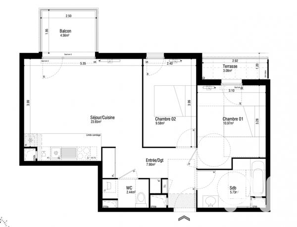 Appartement à vendre 3 pièces 60 m² Sucy-en-Brie