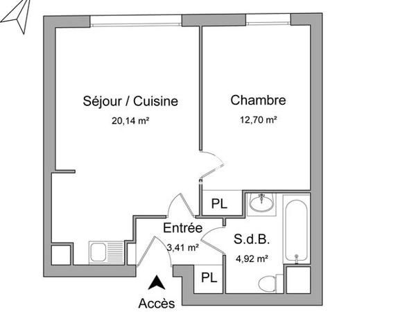 Location Appartement 2 pièces 41.17 m² - ALLEE JEAN BAPTISTE DU CERCEAU Tremblay En France 93290